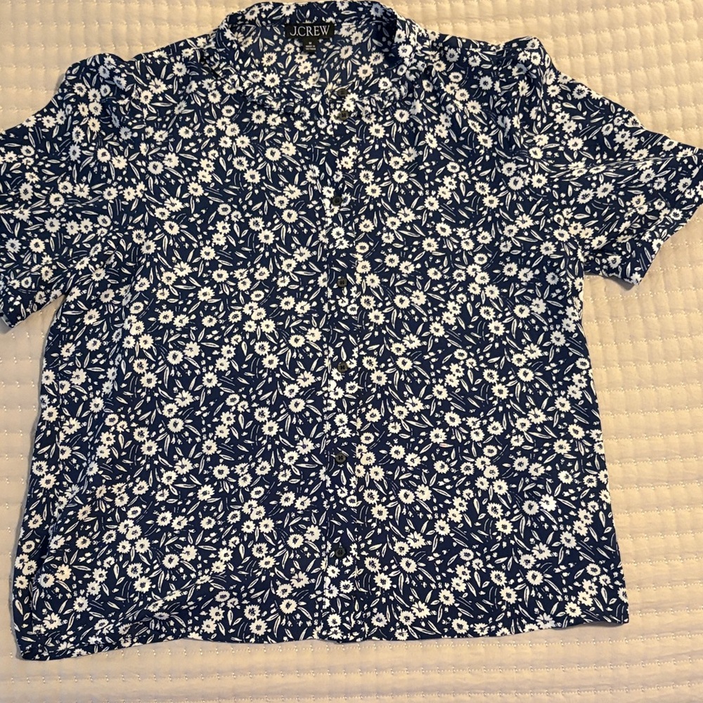J. Crew Men's Navy Floral Button Down Shirt